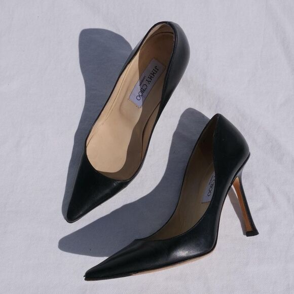 Jimmy Choo black leather stiletto heels - Picture 3 of 8